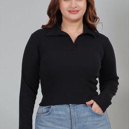 Fabme Women Shirt Collar Cotton Top Plus Size-image-18