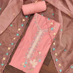 DIVASTRI Floral Embroidered Thread Work Unstitched Dress Material-image-90
