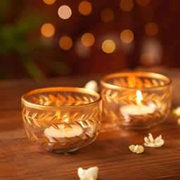 JAYPORE Gold-Toned Set of 2 Candle Holder-105