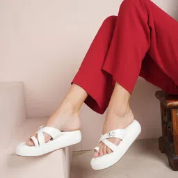 Mast & Harbour Women Flatform Heel Sandals with Western - Embellished-picture-24