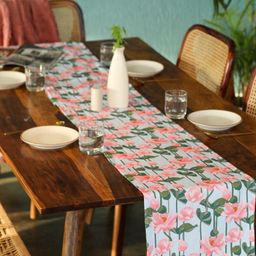 Abolee Homes Off-White & Pink Printed Anti-Slip Table Runner-3