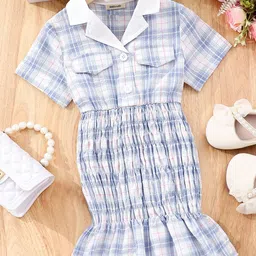INCLUD Girls Checked Smocked Detail Shirt Dress-image-25
