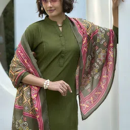 SHREE LAXMINARAYAN EXPORT Women Regular Liva Kurta with Trousers & With Dupatta image 2