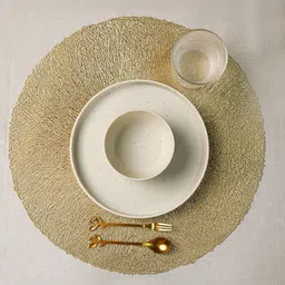 MARKET99 Gold Plated 2 Pcs Round Table Placemat-53