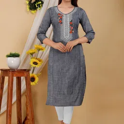 Mehsoos Women Checked Sequinned Kurta-image-48