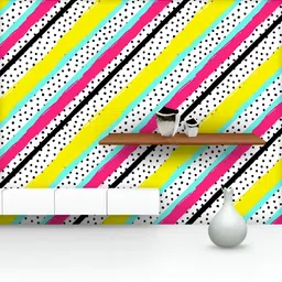 ArtzFolio Printed UV-Resistant Anti-Bacterial Abstract Stripes Dots Peel & Stick Wallpaper-15