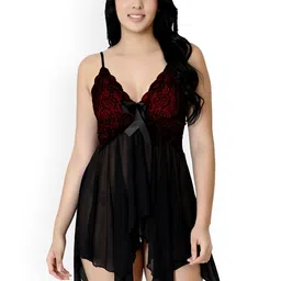 Fihana Shoulder Straps Net Baby Doll with Asymmetric Hem-picture-6