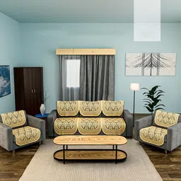 Kuber Industries Gold-Toned Cotton Sofa Cover-image-94