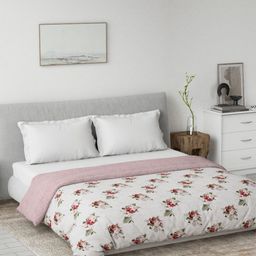 Ddecor Red Cotton Floral 80 GSM Summer Reversible Double Dohar-image-62