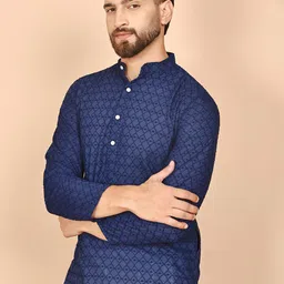 Anouk Rustic Men Ethnic Motifs Embroidered Regular Pure Cotton Kurta with Pyjamas image 2