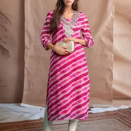 Tulip Eden Leheriya Printed Square Neck Thread Work Georgette Kurta-picture-48