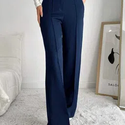 BROADSTAR Women Smart Straight Fit High-Rise Easy Wash Pleated Trousers-picture-38
