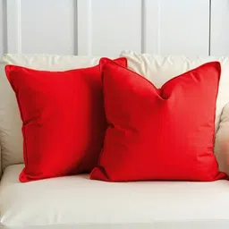 Aurave Red 2 Pieces Pure Cotton 210 TC Soft & Comfortable Square Cushion Covers-7