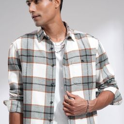 HIGHLANDER Men Relaxed Fit Spread Collar Checked Cotton Casual Shirt-picture-38