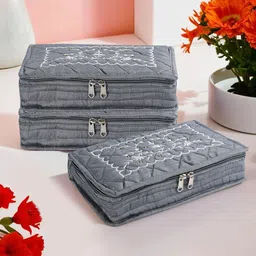Kuber Industries Grey & White 3 Pieces Embroidery Jewellery Organisers-image-99