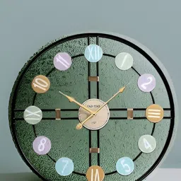 Nutts Black & Green Metal Contemporary Round Shaped Wall Clock-1