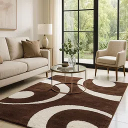 Banchmark Home Furnishings Brown Geometric Anti-Skid Woolen Carpet-image-35