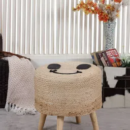 Shadowkart Brown & Black Braided Wooden Ottomans-17