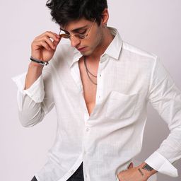VASTRADO Men Classic Fit Solid Spread Collar Cotton Casual Shirt-picture-17