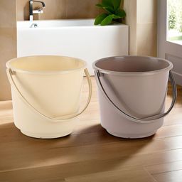 Aura Brown & Beige 2 piece Solid Plastic Bath Accessories Set-30