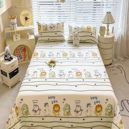JC HOME White & Blue Printed Pure Cotton 140TC Single Bedsheet Set - 1.60 m x 2.30 m-4