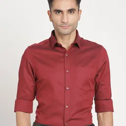 Turtle Men Standard Spread Collar Textured Cotton Formal Shirt-image-83