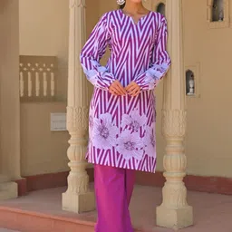 AUTUMN LANE Women Floral Printed Regular Pure Cotton Kurta with Trousers-54