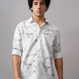 British Club Men Comfort Spread Collar Floral Printed Slim Fit Casual Shirt-image-64