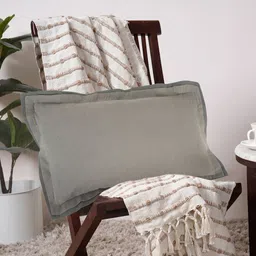 MASPAR Pin Striped Green Striped Cotton Medium Rectangle Cushion Cover-15