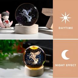 Awestuffs Yellow Printed Acrylic Spherical Table Lamp with Adjustable Cord and Bulb image 3