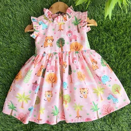 STANWELLS KIDS Animal Print Flutter Sleeve Net Fit & Flare Dress-19