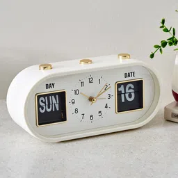 Home Centre White & Black Casablanca Gloss Contemporary Table Clock With Day And Date-27