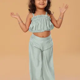 The Mini Trunk Girls Shoulder Straps Top With Palazzo-image-87