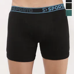 Sporto by Macho Men Pack Of 4 Low Rise Basic Trunks Sprto_M1030-B1-N1-Olv1-Prt1-L-Multi-picture-36