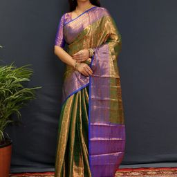 WINKLECART Woven Design Zari Silk Blend Kanjeevaram Saree-image-25