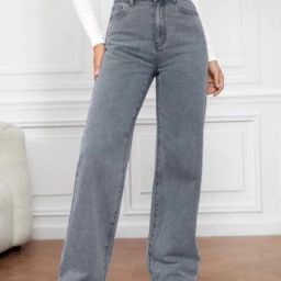 Women Regular High Rise Grey Jeans-image-94