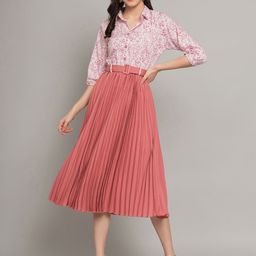ZWERLON Striped A-Line Midi Dress-image-85