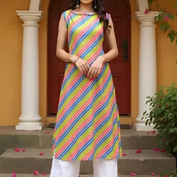 SZN Women Leheriya Printed Indie Prints Straight Kurta-picture-8