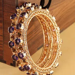 LAVAZZA Set Of 2 Amercian Diamond Studded Kada Bangles-17