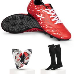 VECTOR X Men TITAN Football Non-Marking Lace-Ups Sports Shoes with Stocking & shin guards-61