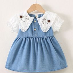 YK Girls Solid Short Sleeves Fit & Flare Dress-image-96