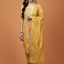 Meena Bazaar Printed Sequinned Unstitched Dress Material-image-11