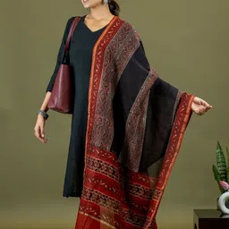Ushvii Ethnic Motifs Printed Cotton Silk Dupatta with Zari-image-57