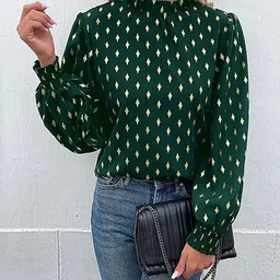 HERE&NOW Women Conversational Printed High Neck Top-picture-4