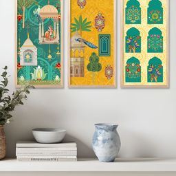 Kotart Yellow & Green 3 Pieces Wooden Wall Paintings-39