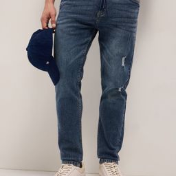 THE BEAR HOUSE Men's Mid-Rise Slim Fit Lightly Distressed Jeans-image-99