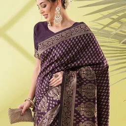 KALINI Magenta Silk Blend Woven Design Sarees-image-39