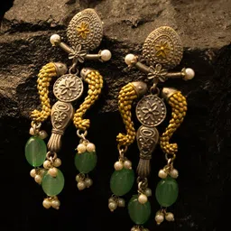 PANASH Silver-Plate Artificial Beaded Contemporary Drop Earrings-63