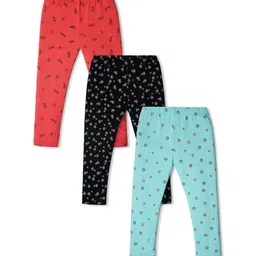 Nino Togs Girls Pack Of 3 Printed Pure Cotton Ankle-Length Leggings-image-7