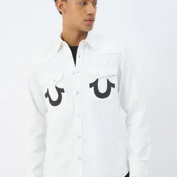 True Religion Men Regular Fit Spread Collar Typography Printed Cotton Casual Shirt-image-24